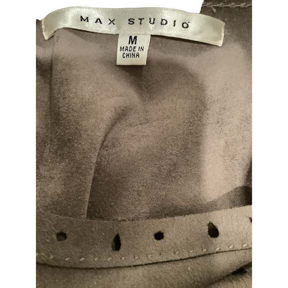 MAX STUDIO FAUX SUEDE LASER CUT FRINGE DRESS M NWOT - Picture 7 of 8